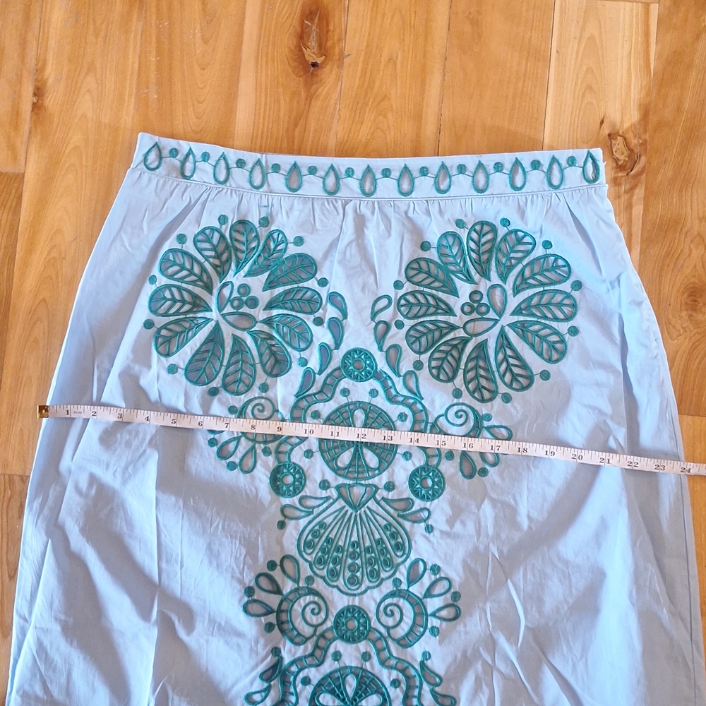 Farm Rio Richelieu Broderie Anglaise Sea Theme Midi Skirt Blue & Green XL - Picture 6 of 11